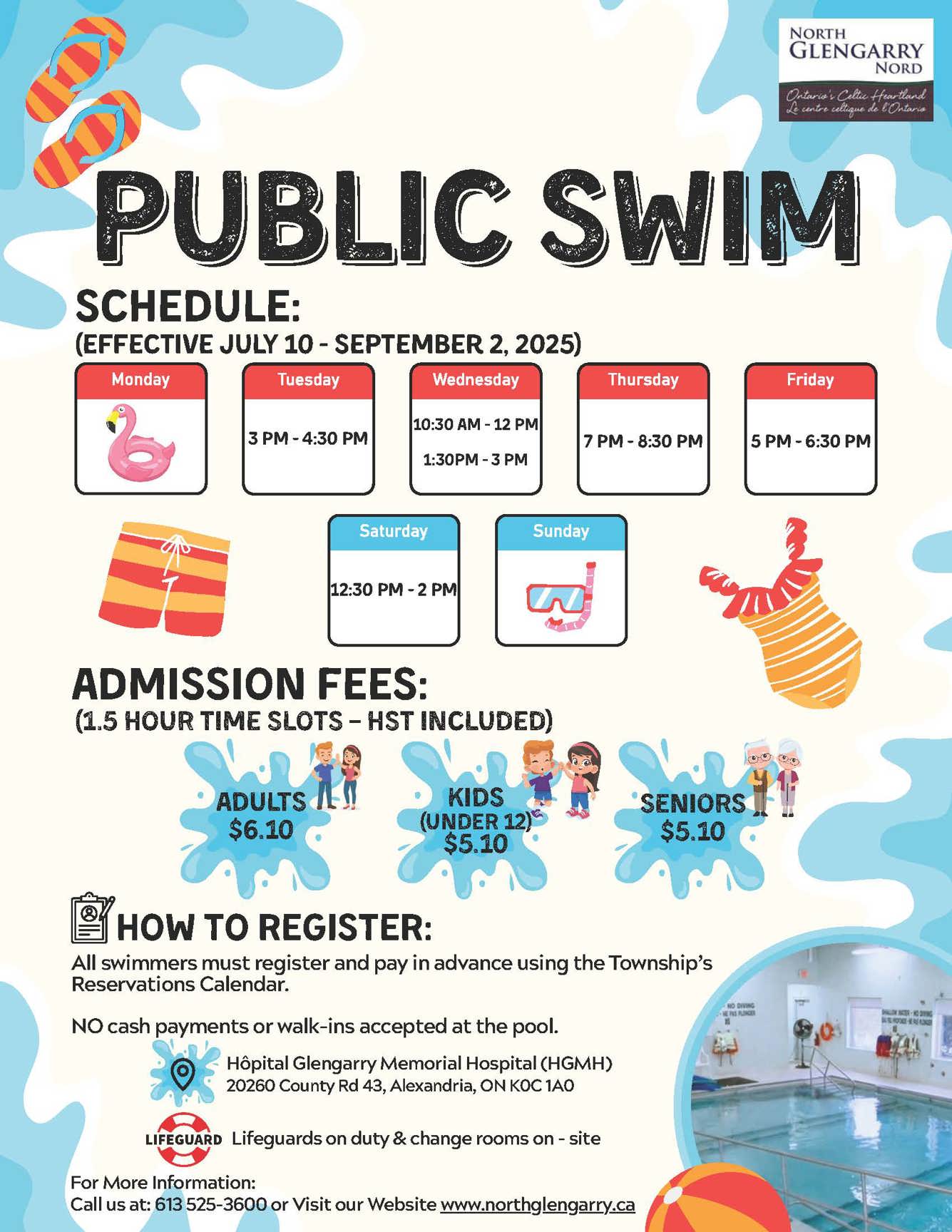 Summer 2025 Public Swimming Schedule